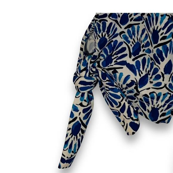 Stella Parker Dress Blue Tropical Print 3/4 Sleeve Resort Beach Vacation Small - Picture 7 of 9